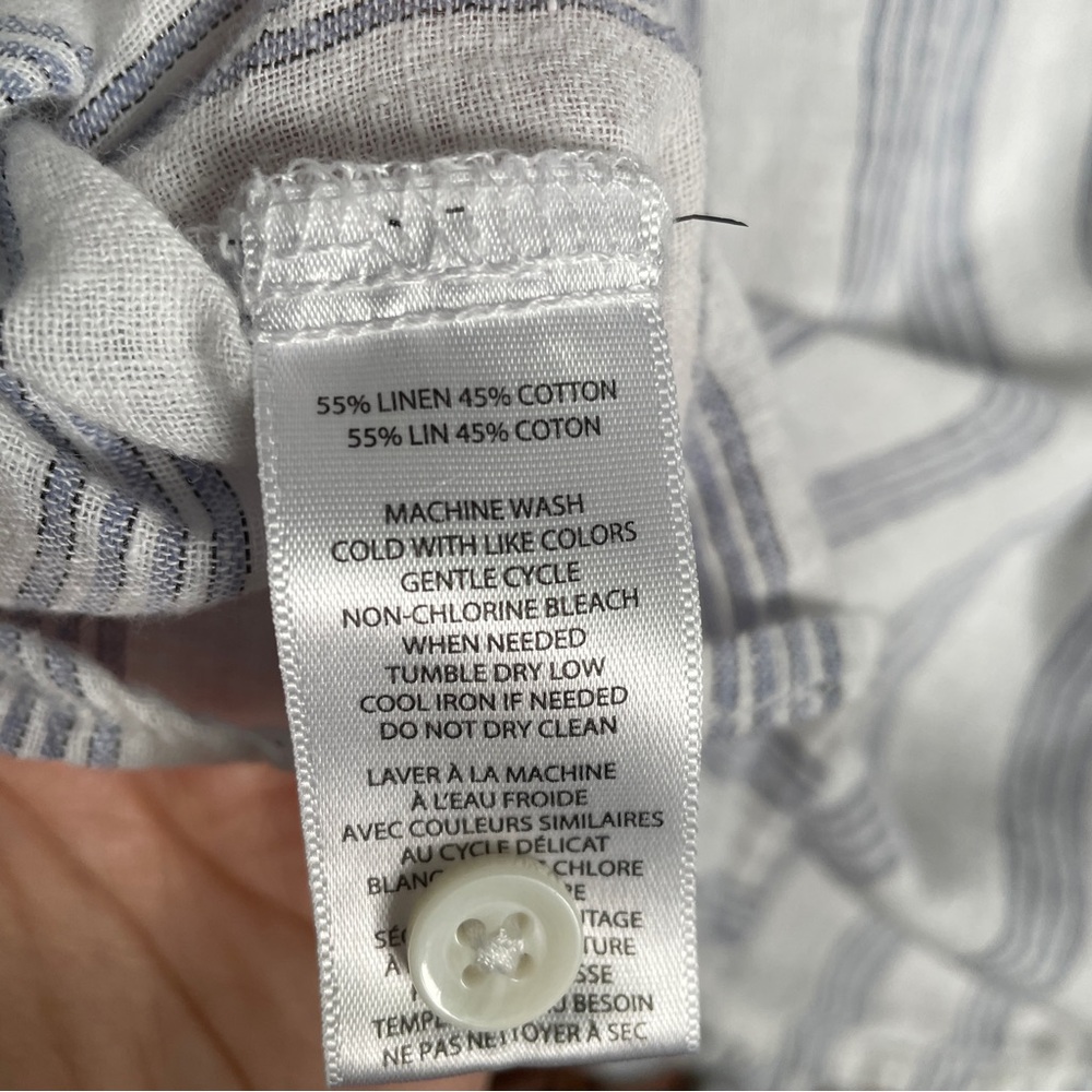 beachlunchlounge Sleeveless Button-Front Cotton Linen Top, Coastal Nautical L. - Picture 6 of 7